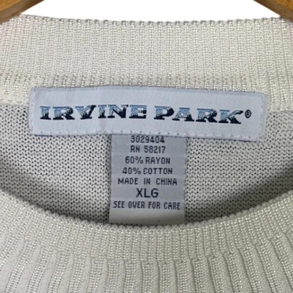IRVINE PARK‎ Mens XLG Cream Cable Knit Short Sleeve Sweater